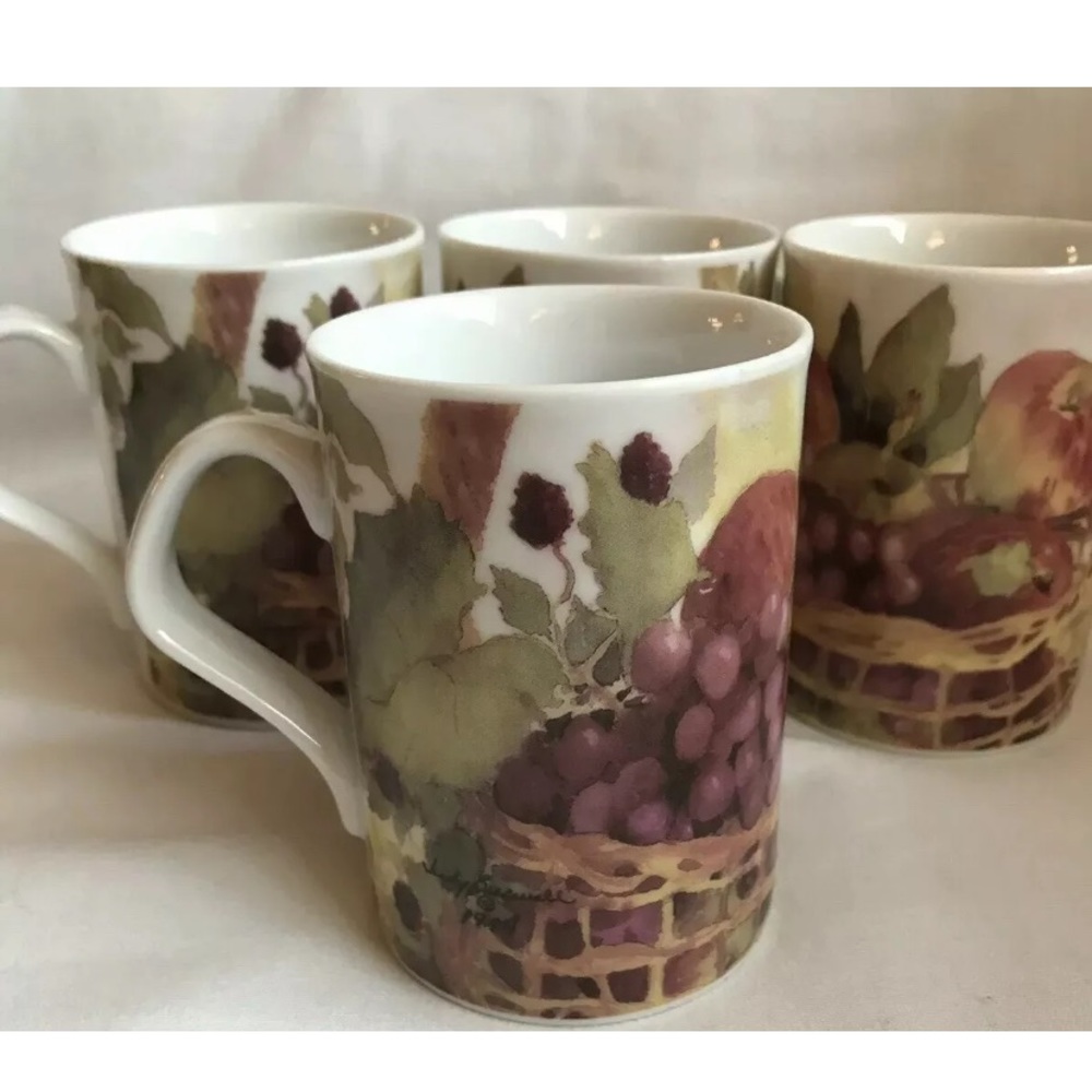 Set Of 4 Inhesion Indian Squash And Fruit Mugs